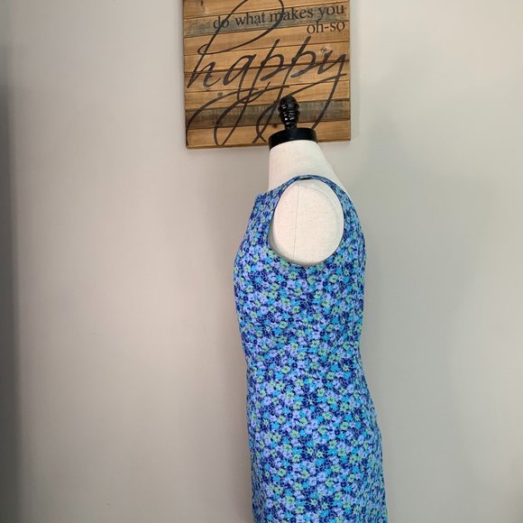 Floral Print Sleeveless Knee Length Dress High Neck Pencil Shift Sheath Size 5/6 - Picture 3 of 15